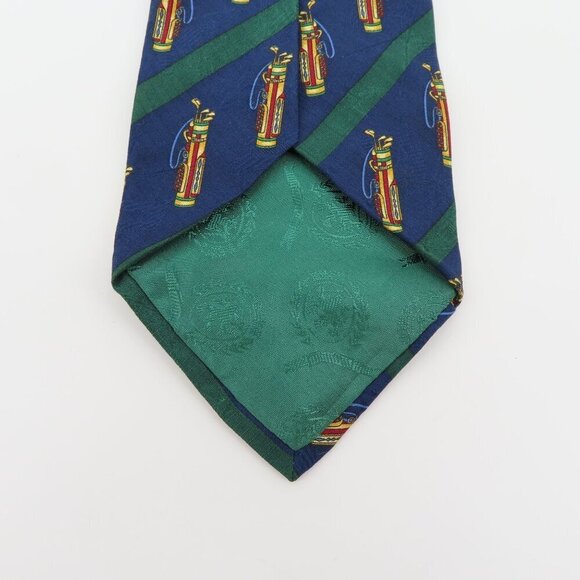 Tommy Hilfiger Blue Green Stripe Golf Bag Golfer Golfing Necktie Tie Silk Italy - Picture 3 of 7